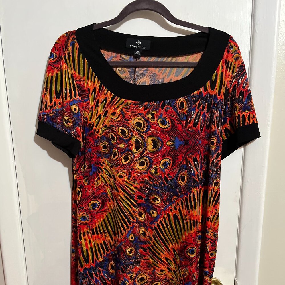 RONNI NICOLE MIDI DRESS SHORT SLEEVE SZ 14